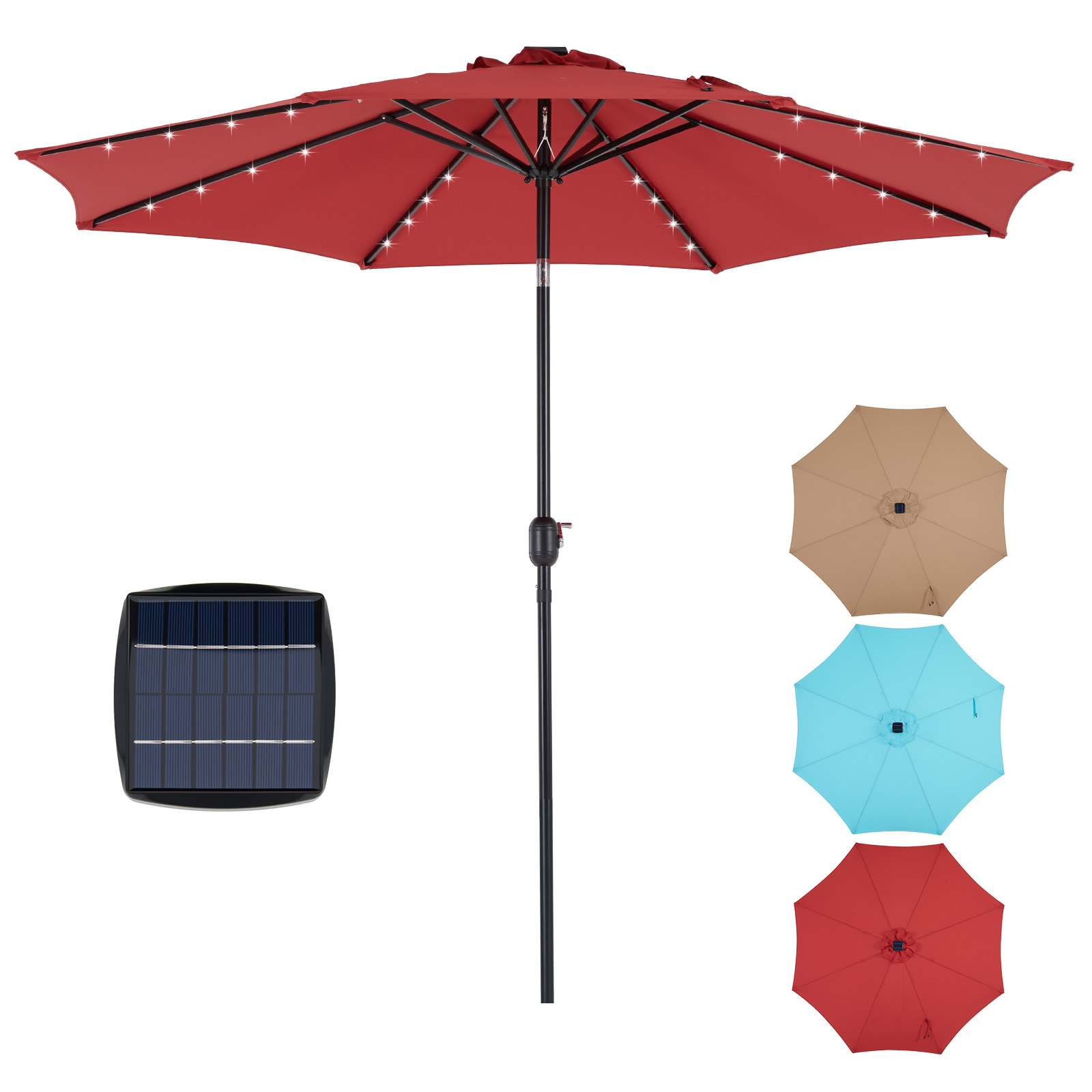 Outdoor Furniture Sunbrella - JHK 10FT Solar Patio Umbrella with