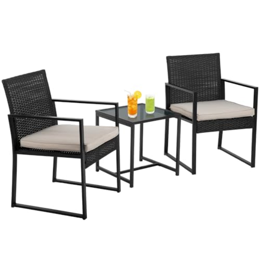 Outdoor Furniture Without Cushions - 3-Piece Outdoor Patio Furniture Set Khaki