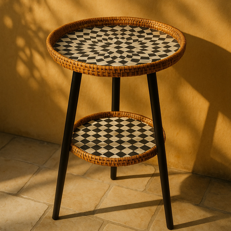 Outdoor Furniture Diy Plans - Double-Layer Rattan Coffee Table with Wood