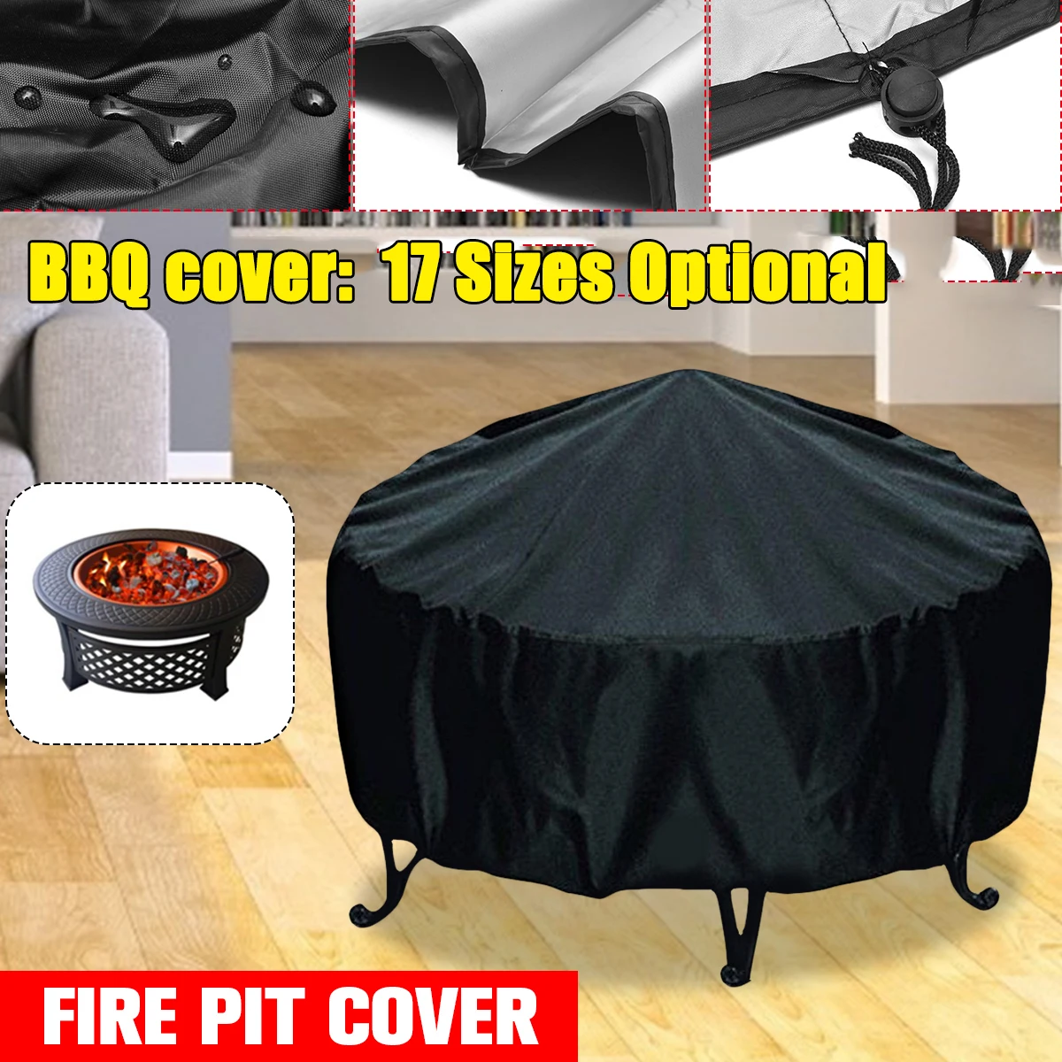Outdoor Furniture Sunbrella - Waterproof Patio Fire Pit Cover Black