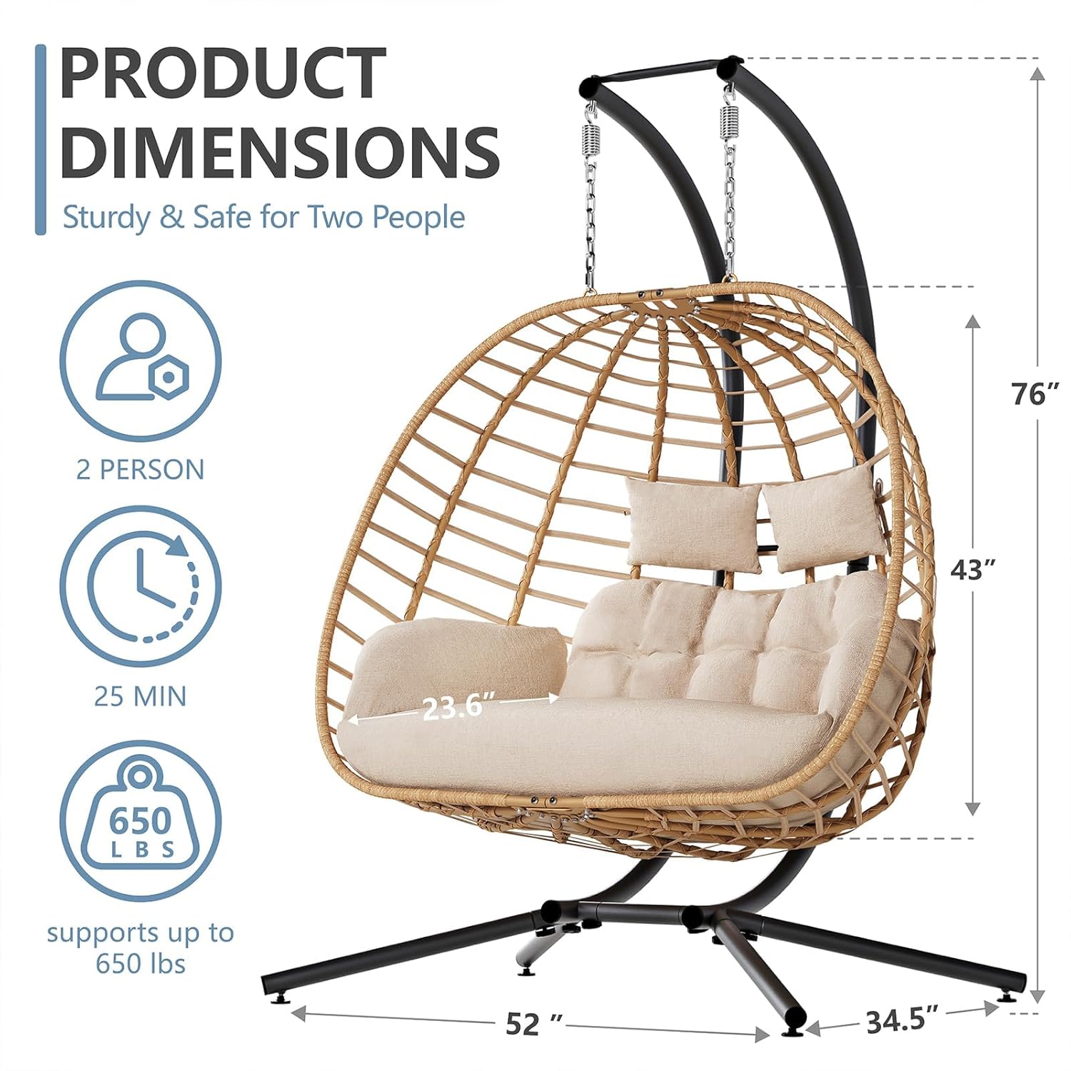Double Hanging Egg Chair with  – Outdoor Furniture Egg Chair recenzja i cena