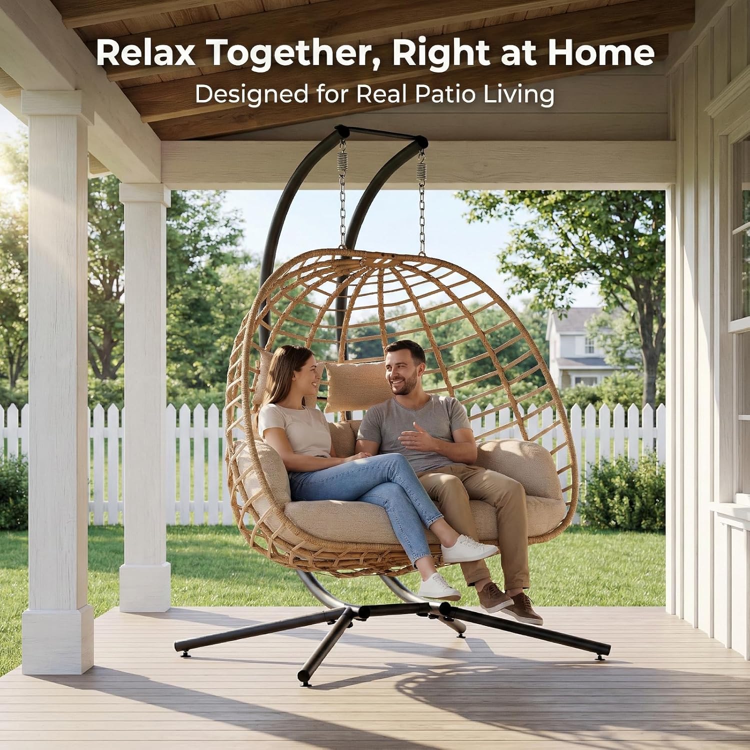 Double Hanging Egg Chair with  – Outdoor Furniture Egg Chair recenzja i cena