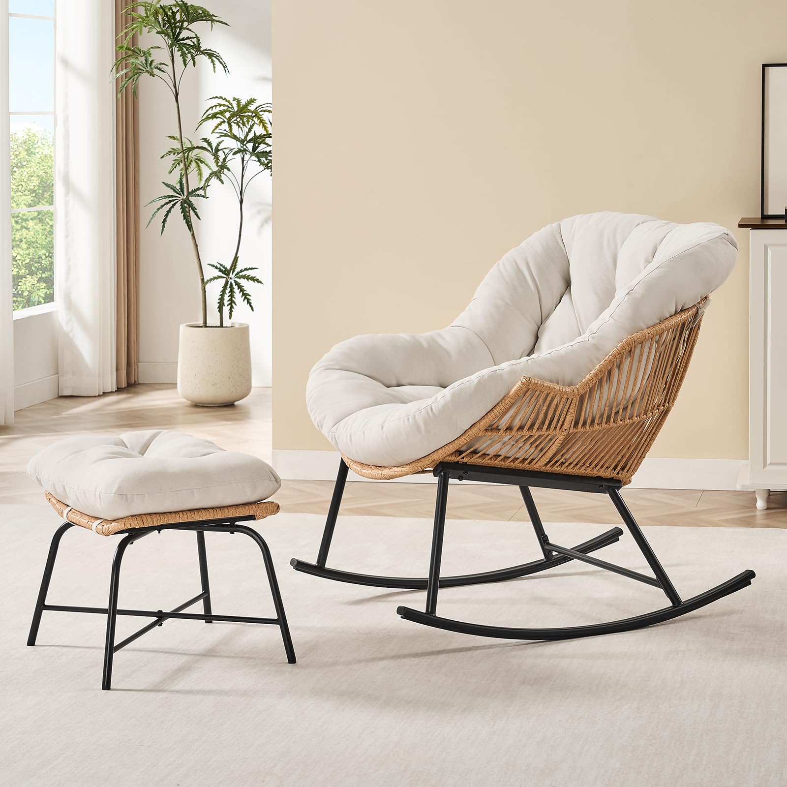 Grey Rattan Papasan Rocking Ch – Outdoor Furniture Egg Chair recenzja i cena