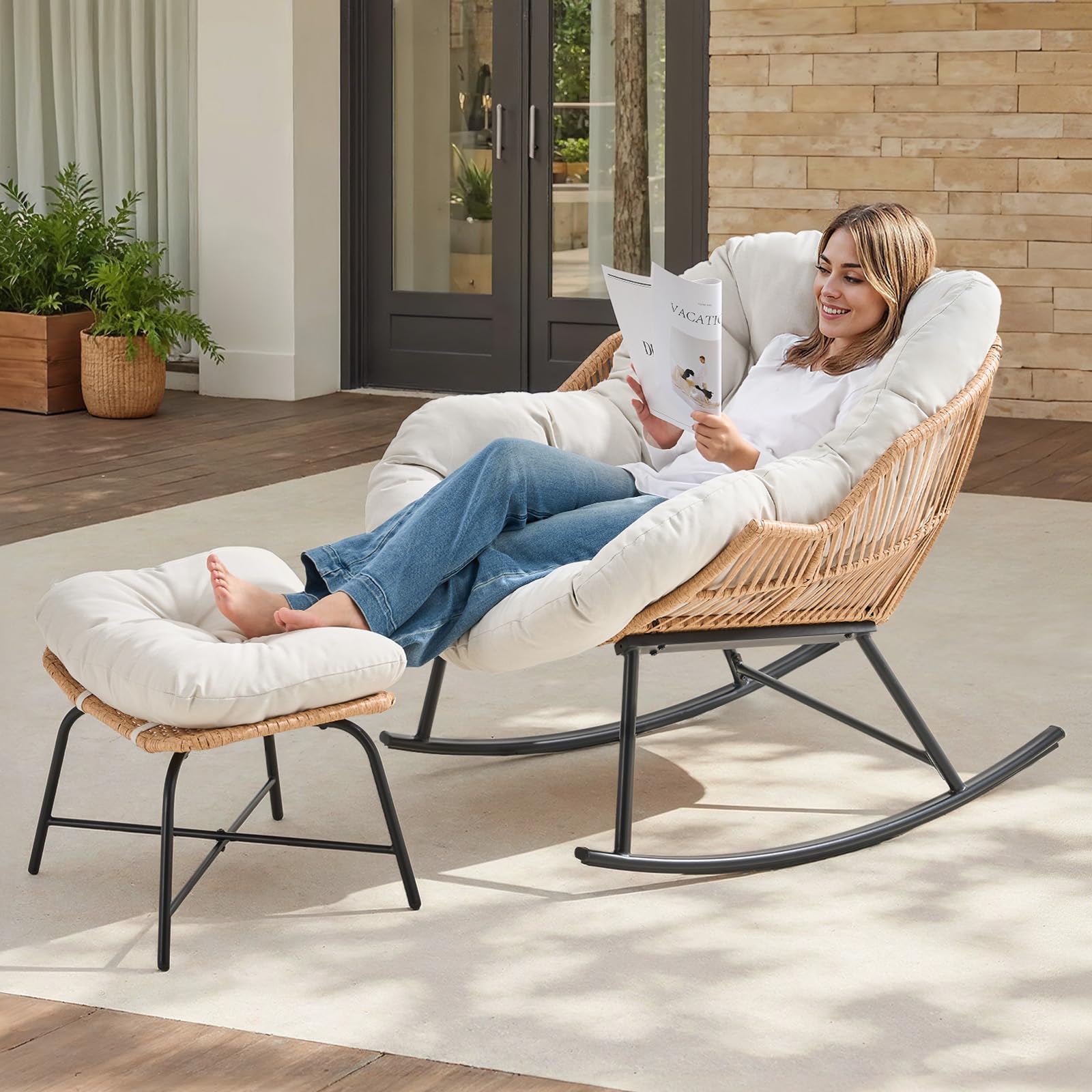 Grey Rattan Papasan Rocking Ch – Outdoor Furniture Egg Chair recenzja i cena