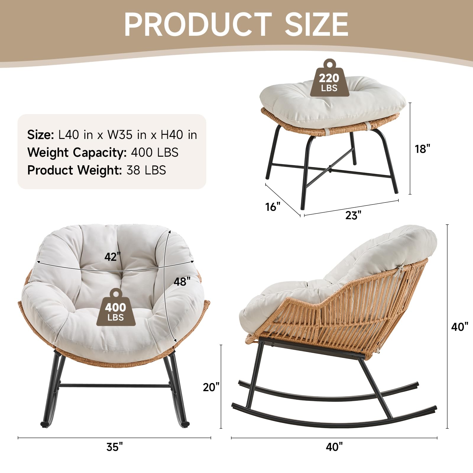 Grey Rattan Papasan Rocking Ch – Outdoor Furniture Egg Chair recenzja i cena