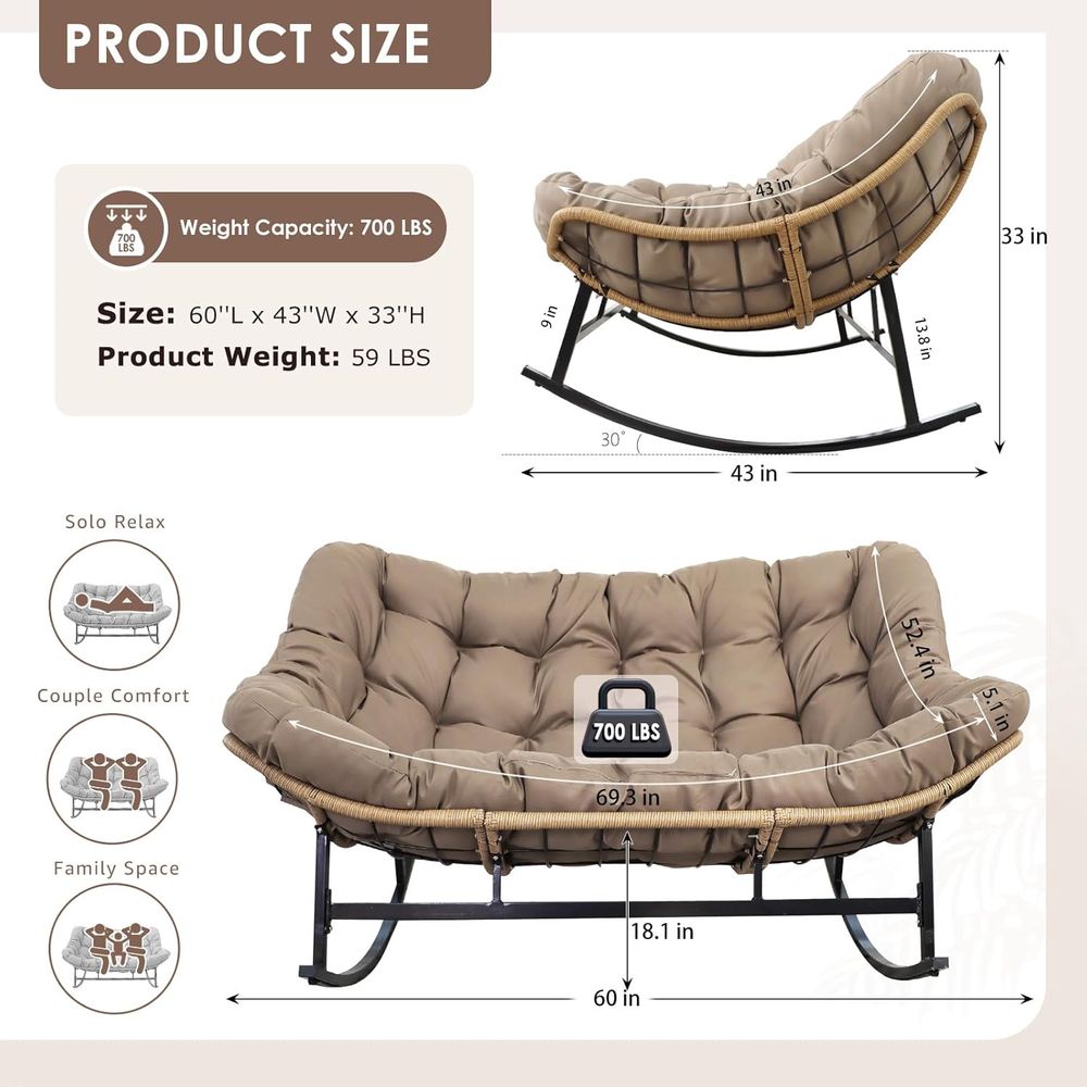 Double Rocking Chairs, Oversiz – Outdoor Furniture Egg Chair recenzja i cena