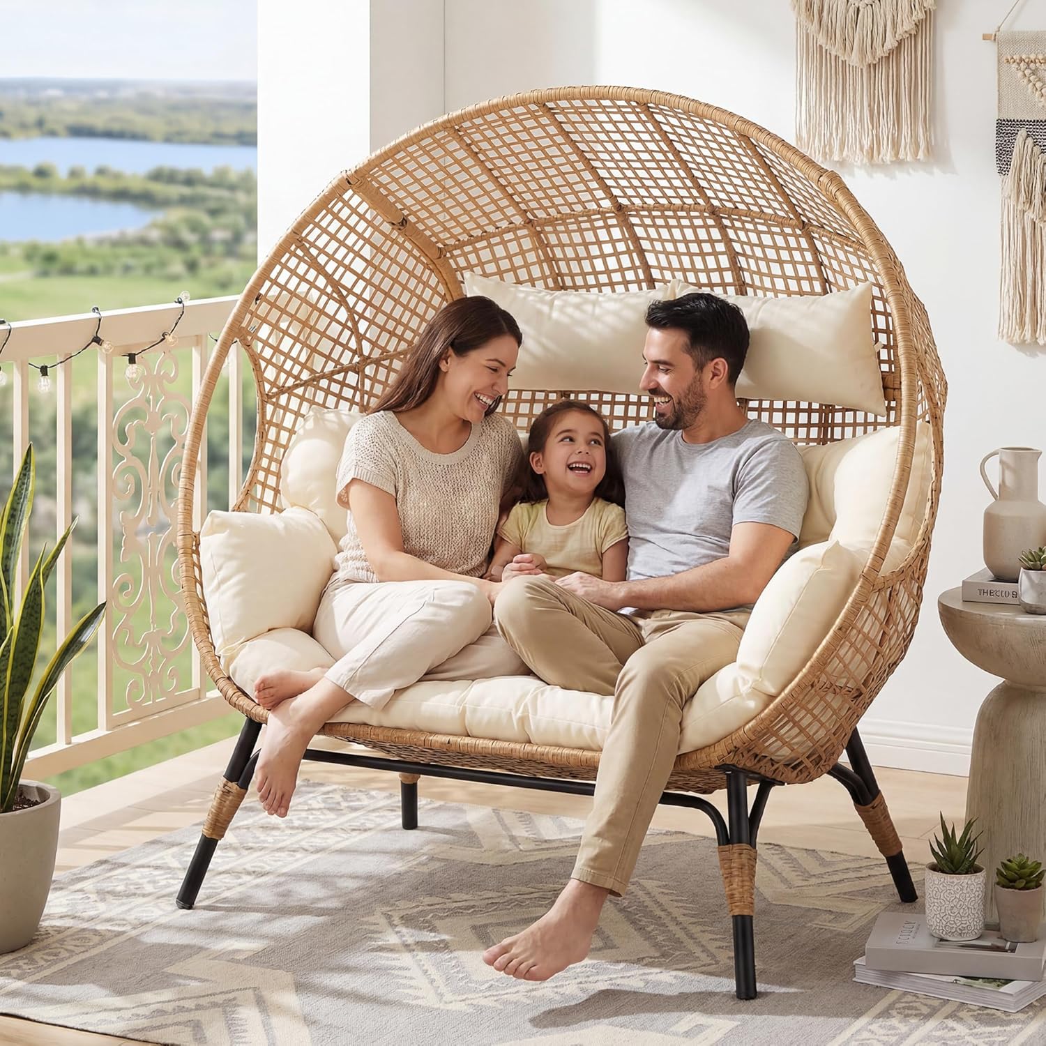 Double Egg Chair Wicker Patio  – Outdoor Furniture Egg Chair recenzja i cena