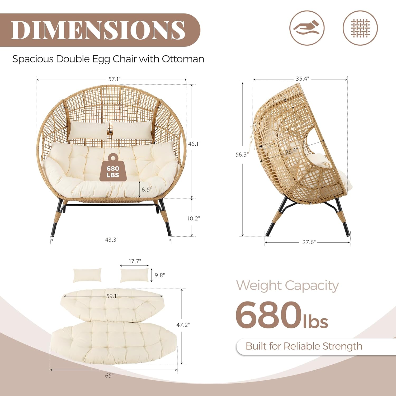 Double Egg Chair Wicker Patio  – Outdoor Furniture Egg Chair recenzja i cena