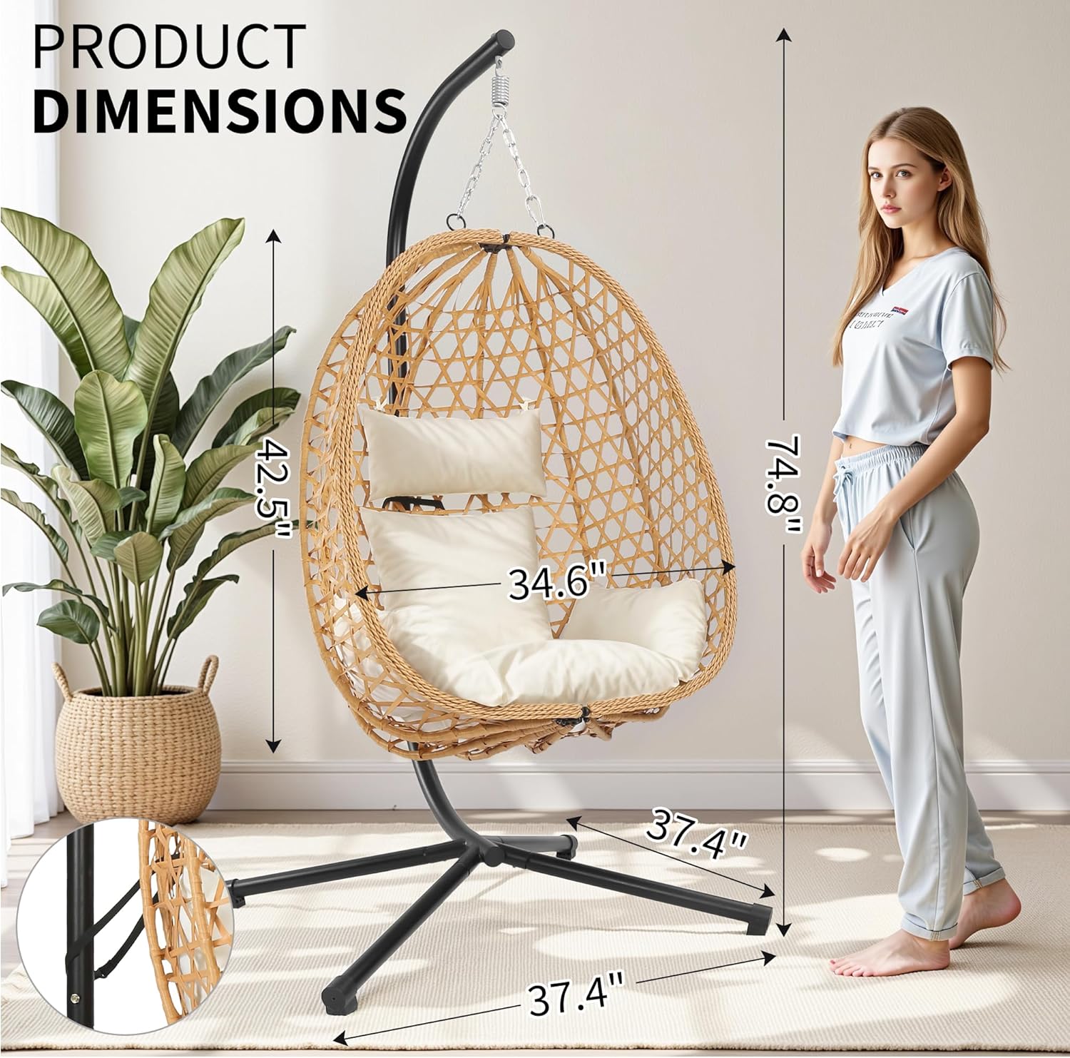 Egg Hanging Chair with Stand,  – Outdoor Furniture Egg Chair recenzja i cena
