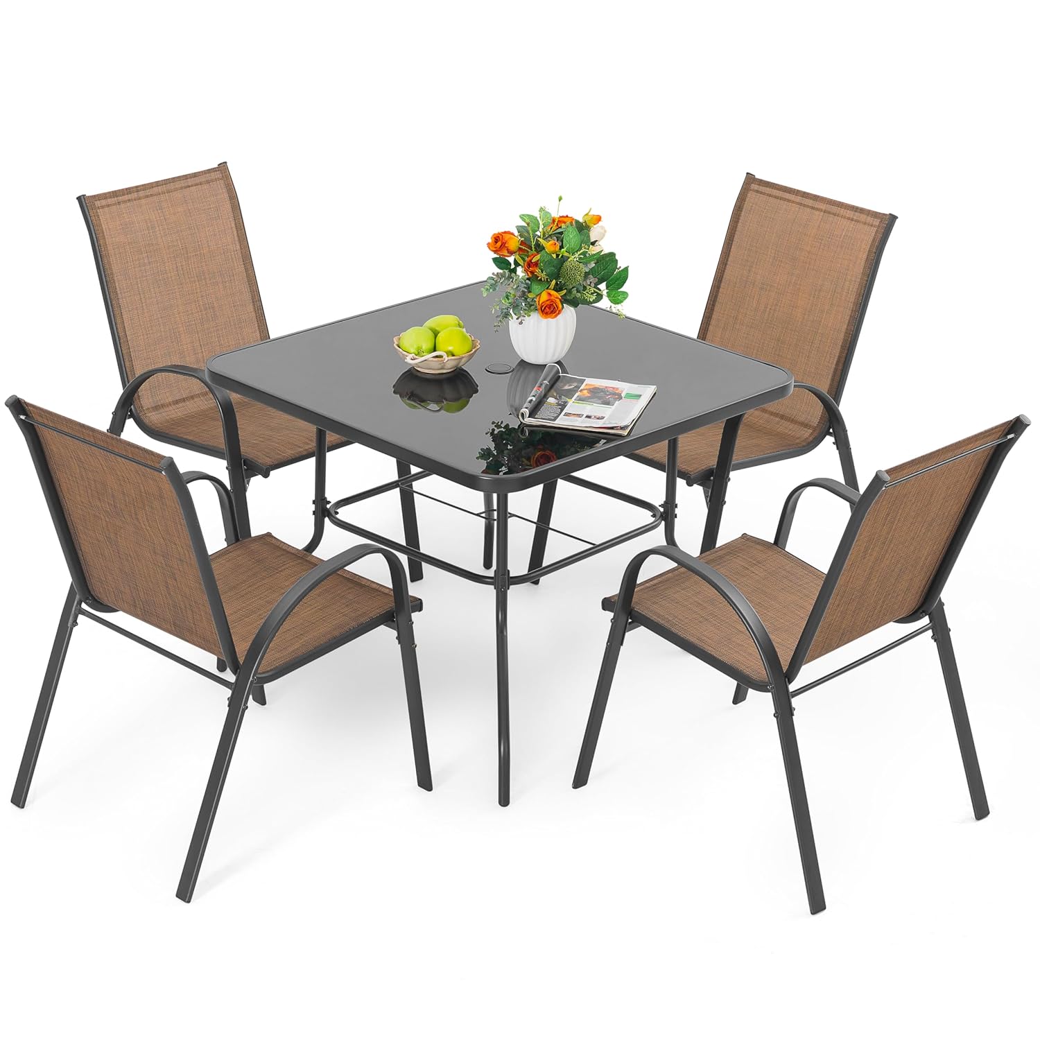 5 Piece Metal Patio Dining Set – Outdoor Furniture Sunbrella recenzja i cena