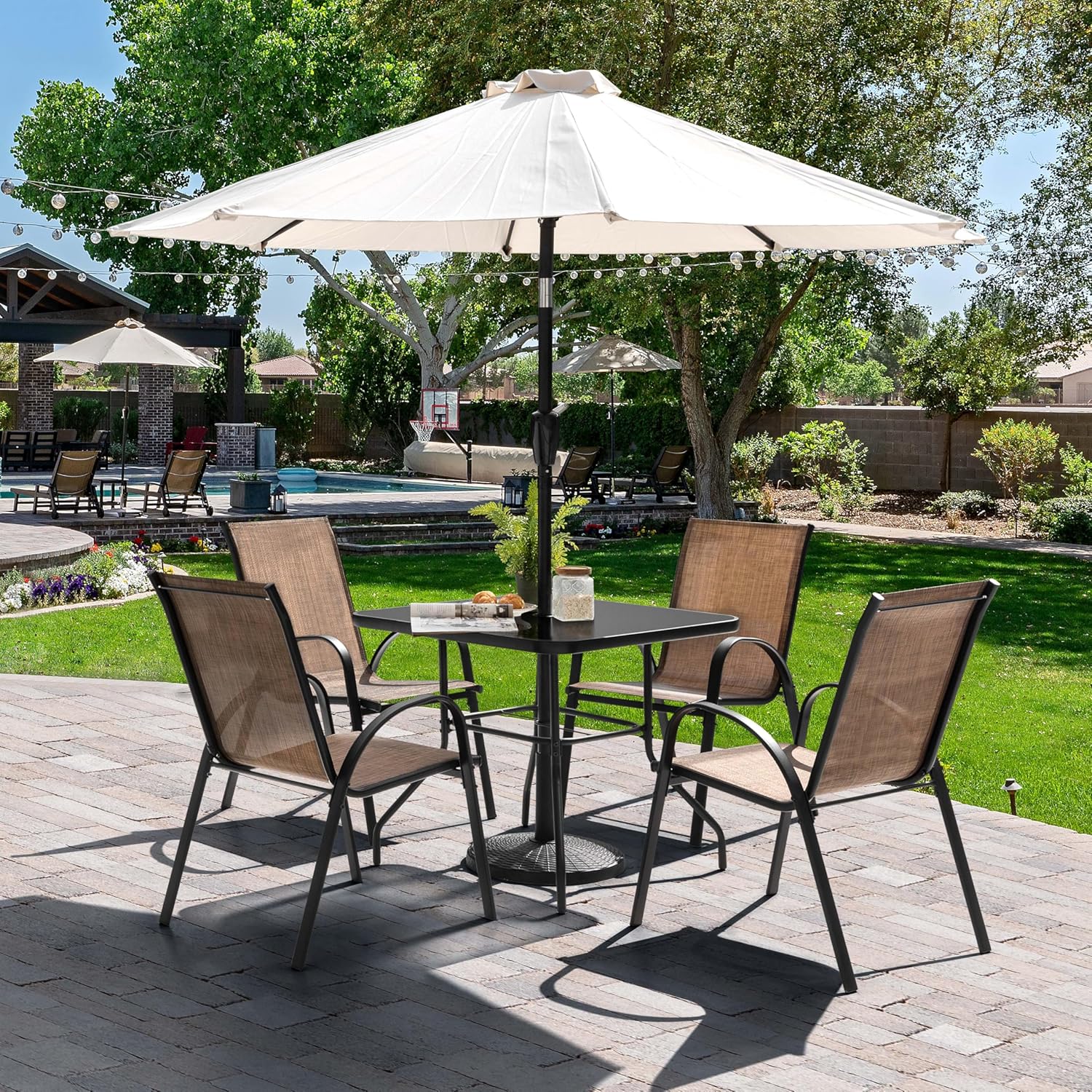 5 Piece Metal Patio Dining Set – Outdoor Furniture Sunbrella recenzja i cena