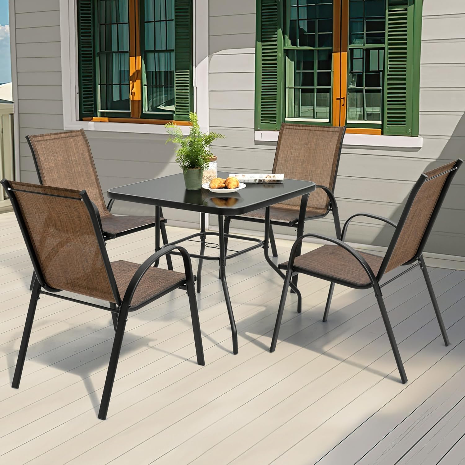 5 Piece Metal Patio Dining Set – Outdoor Furniture Sunbrella recenzja i cena