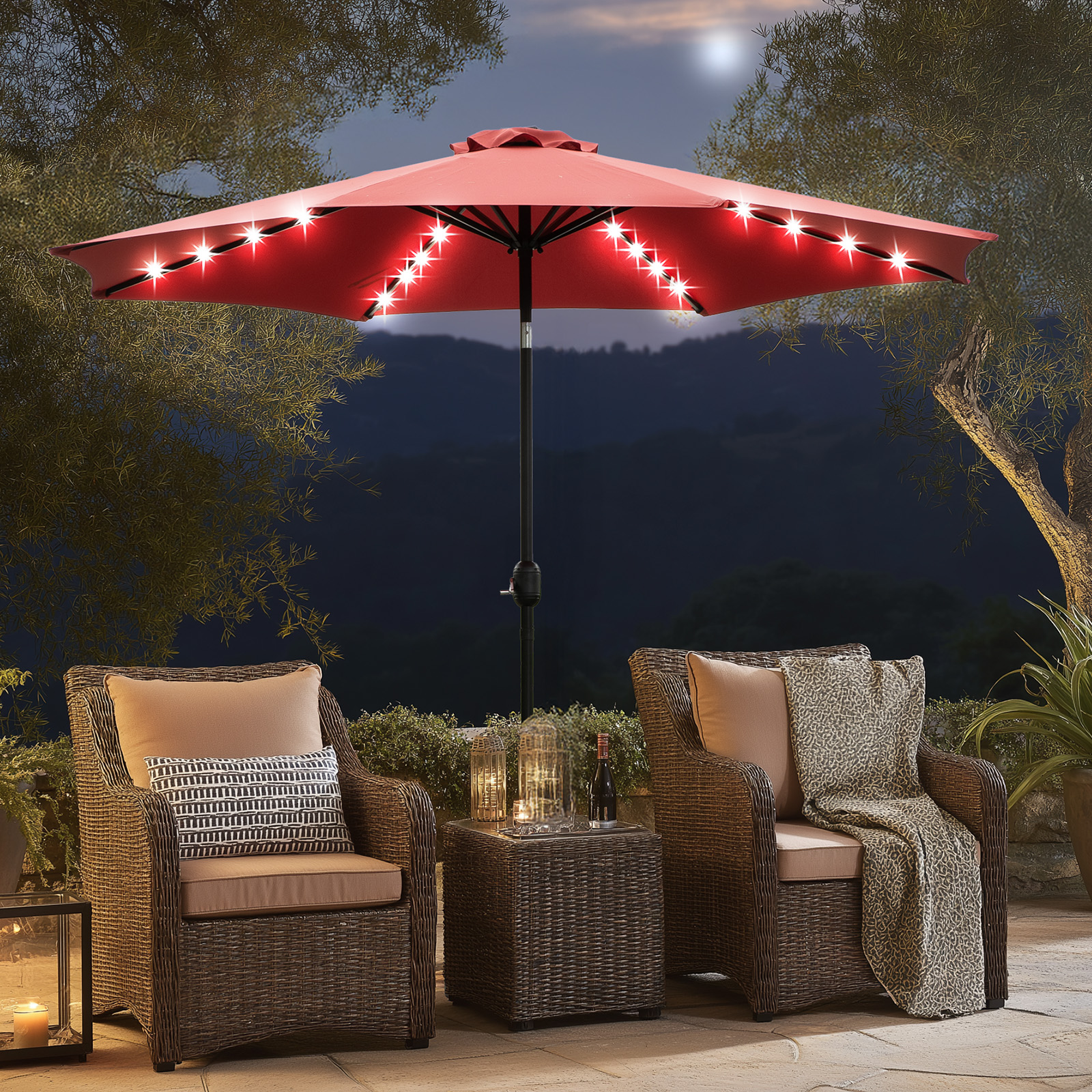 JHK 10FT Solar Patio Umbrella  – Outdoor Furniture Sunbrella recenzja i cena