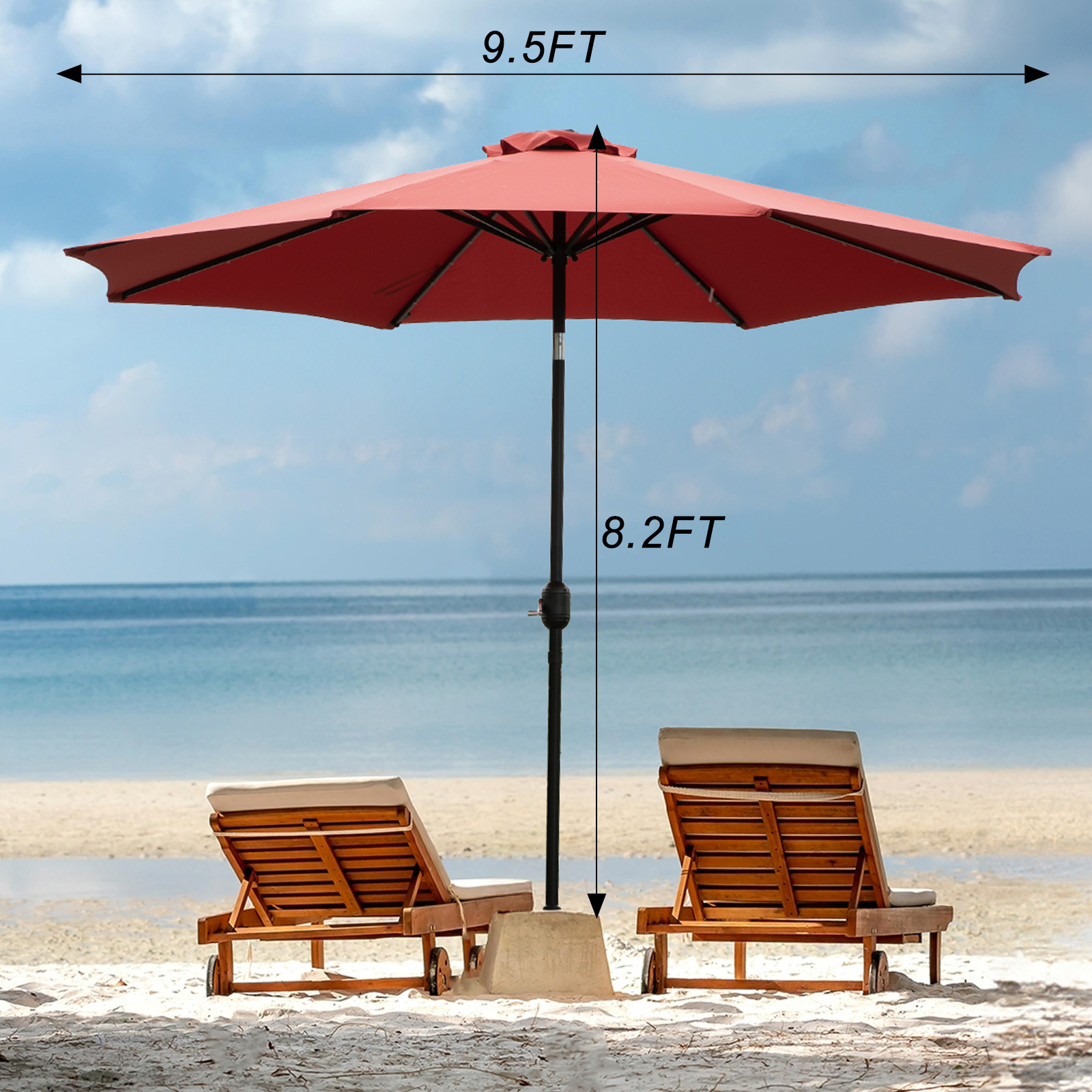 JHK 10FT Solar Patio Umbrella  – Outdoor Furniture Sunbrella recenzja i cena