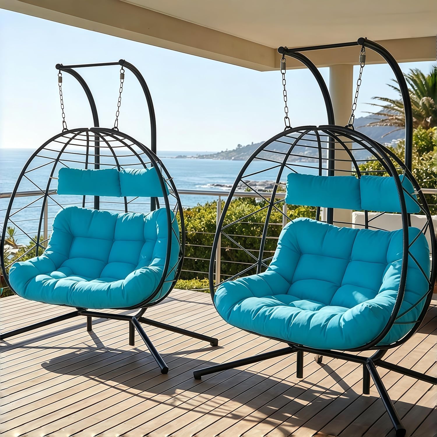 Set of 2 Wicker Hanging Egg Ch – Outdoor Furniture Egg Chair recenzja i cena