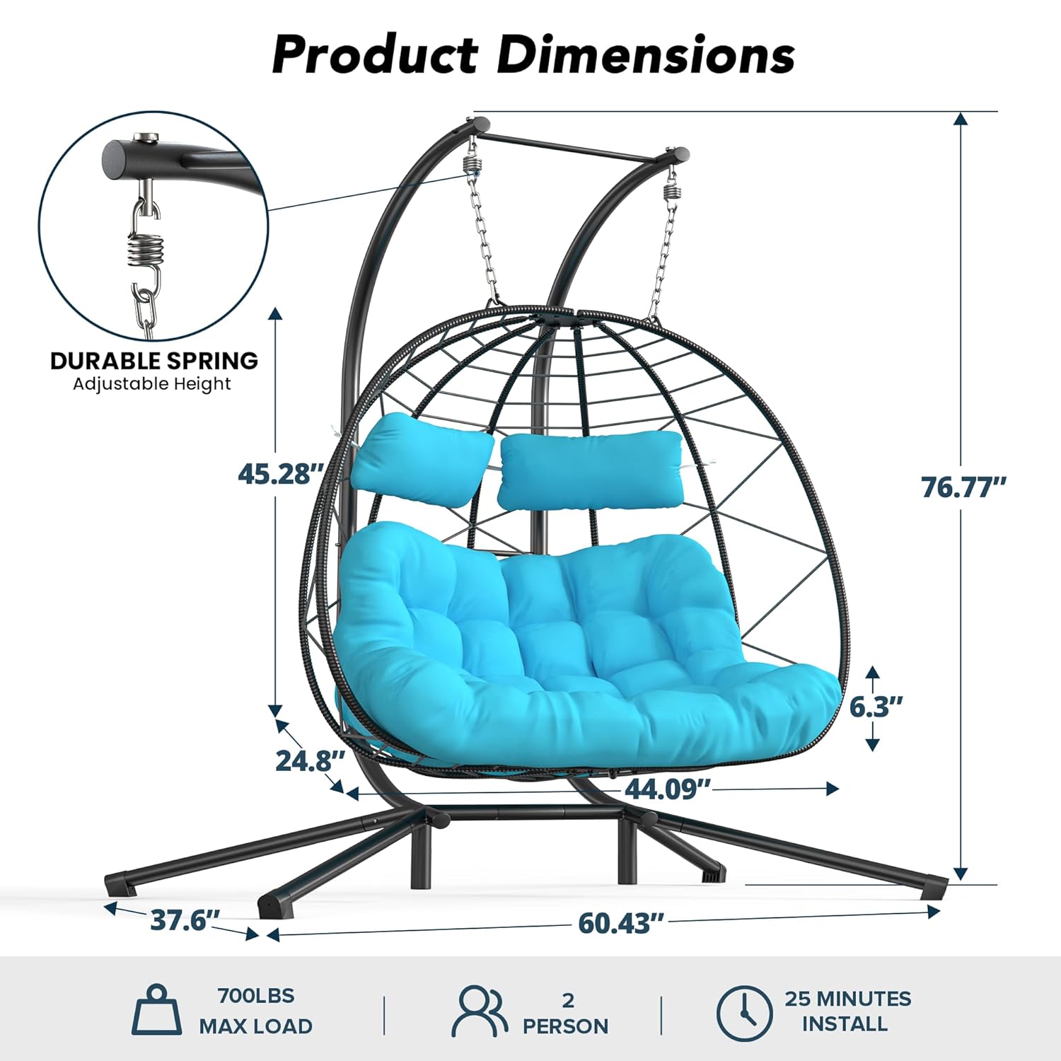 Set of 2 Wicker Hanging Egg Ch – Outdoor Furniture Egg Chair recenzja i cena