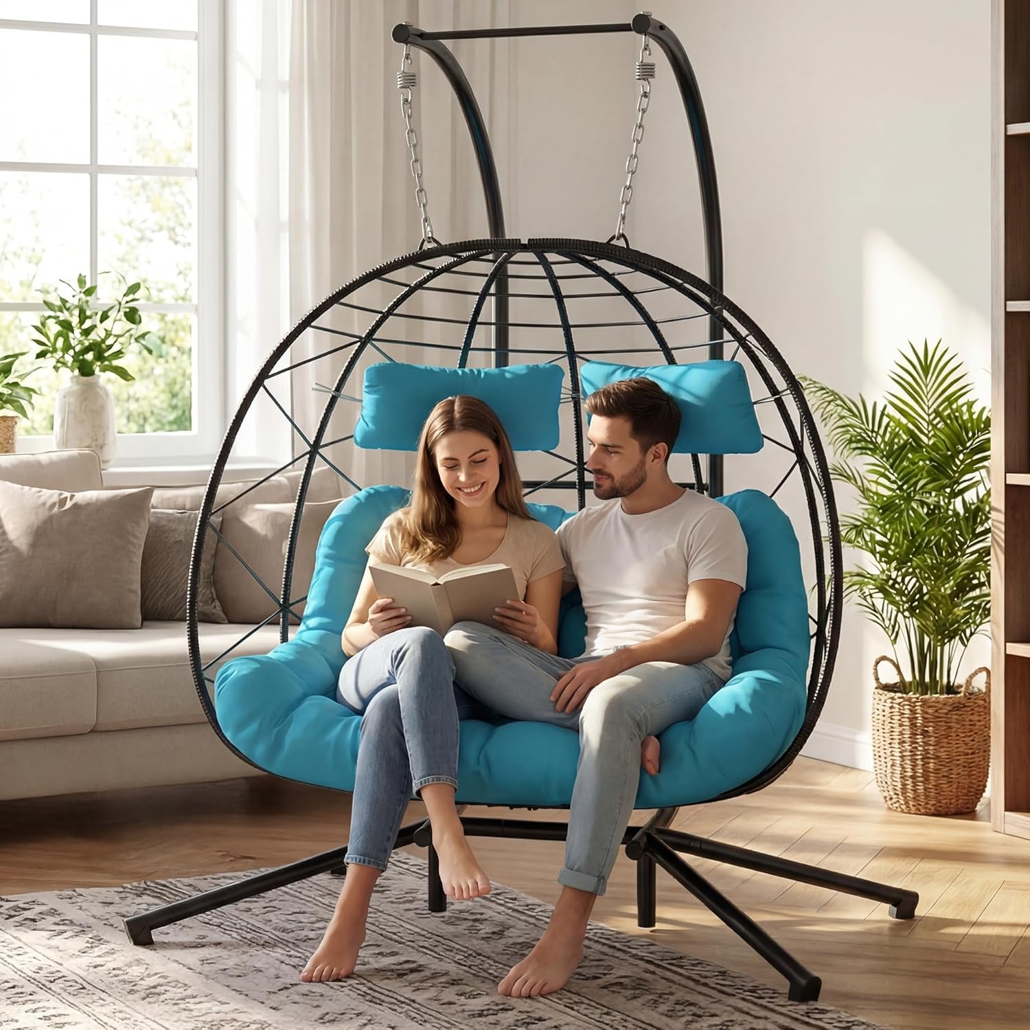 Set of 2 Wicker Hanging Egg Ch – Outdoor Furniture Egg Chair recenzja i cena