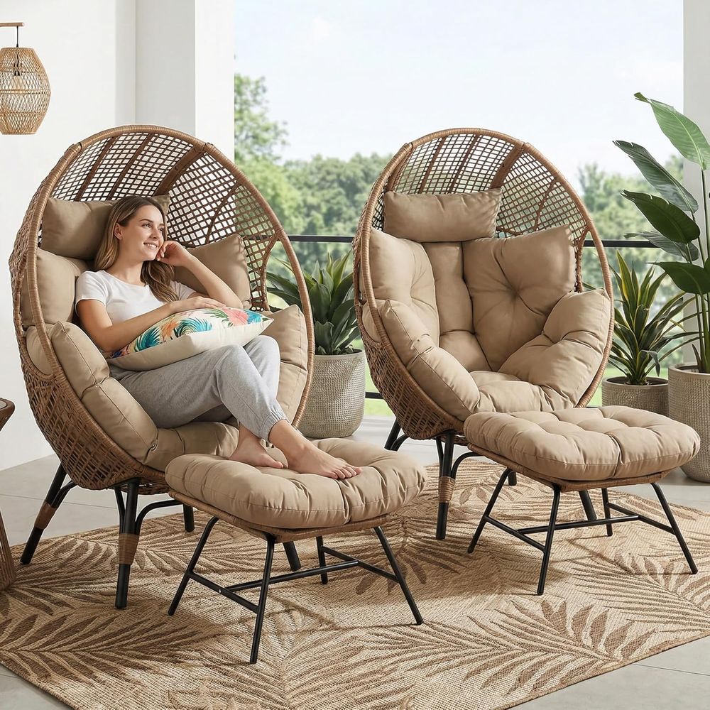 Pair of Egg Chairs with Ottoma – Outdoor Furniture Egg Chair recenzja i cena