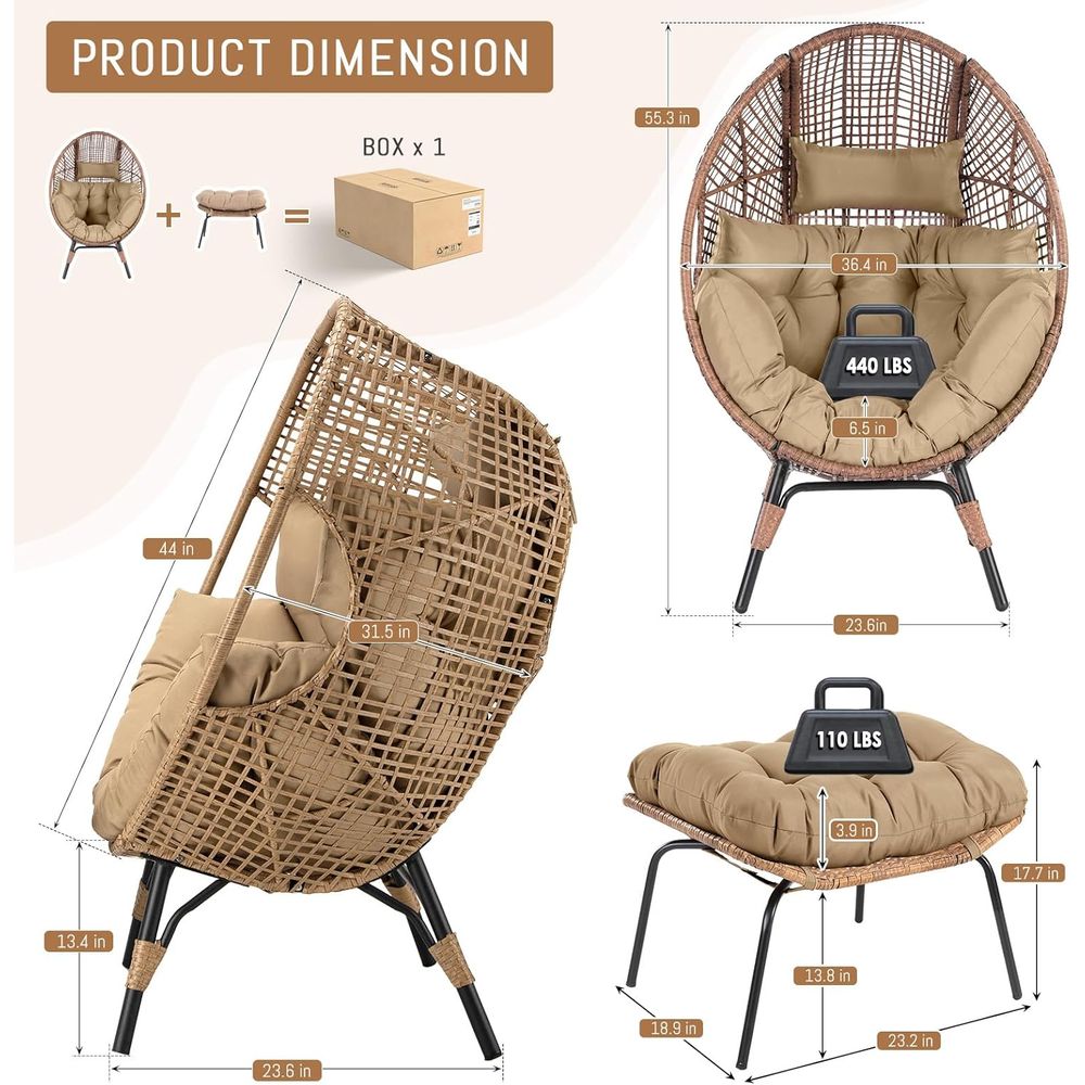 Pair of Egg Chairs with Ottoma – Outdoor Furniture Egg Chair recenzja i cena