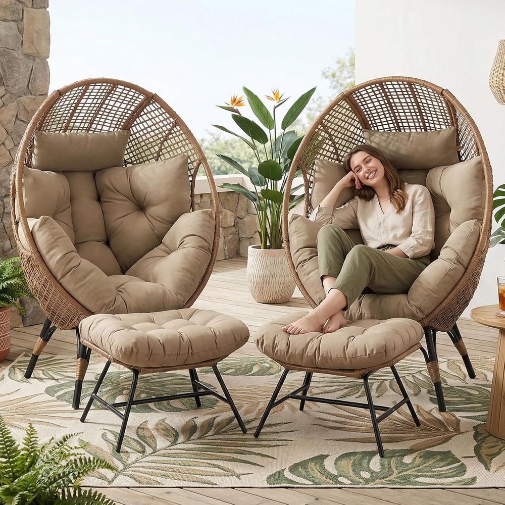 Pair of Egg Chairs with Ottoma – Outdoor Furniture Egg Chair recenzja i cena