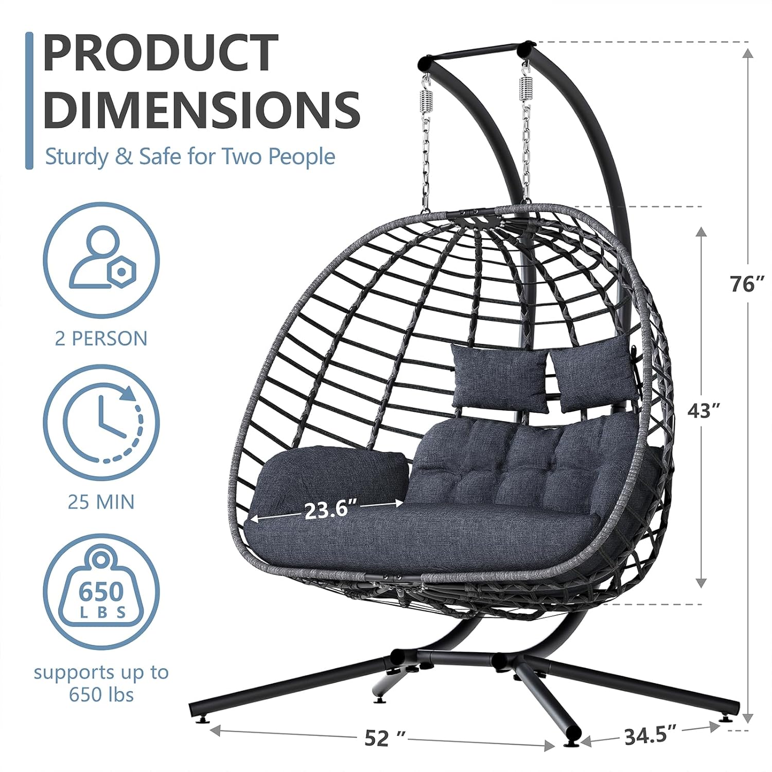 2 Person Egg Swing Chair with  – Outdoor Furniture Egg Chair recenzja i cena