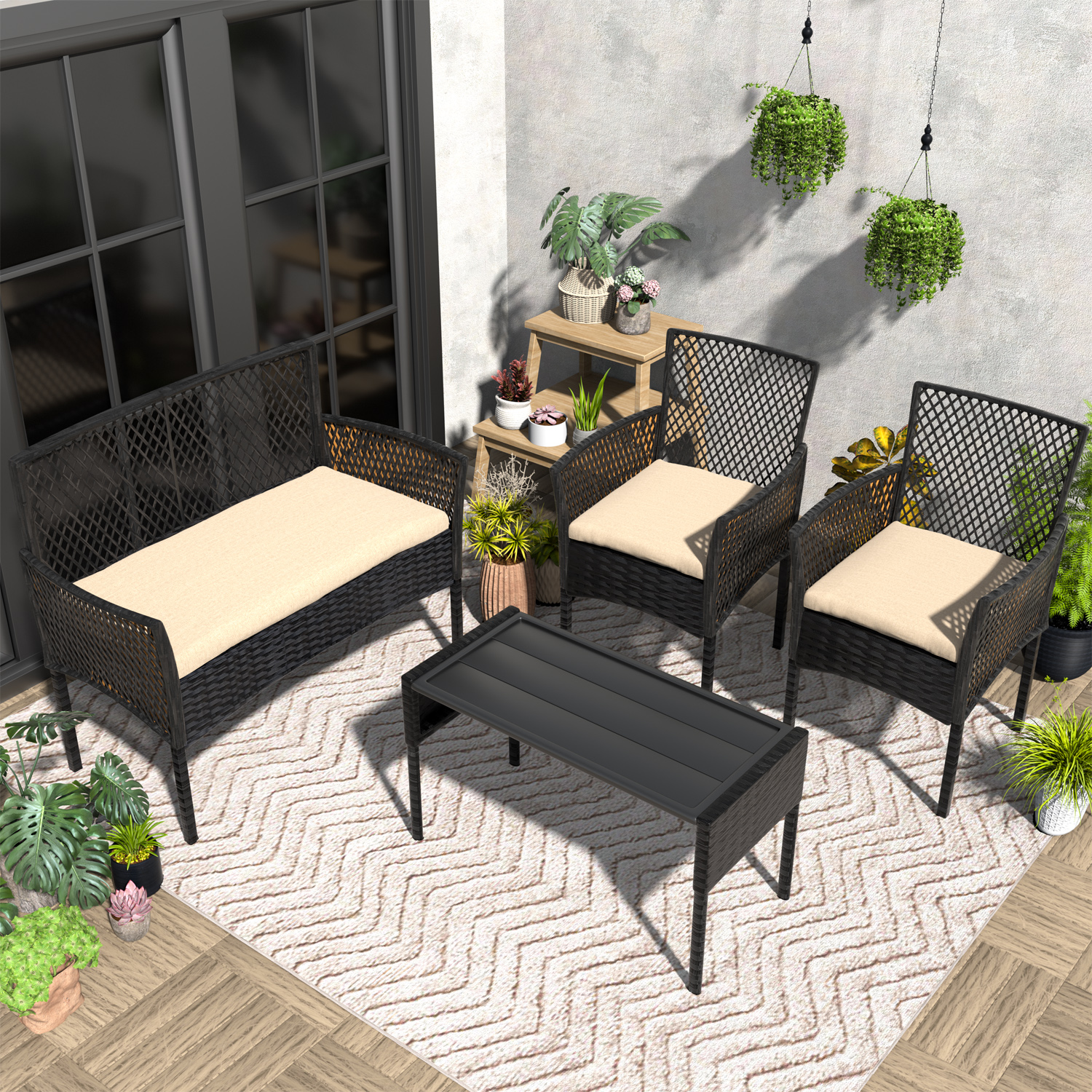 Outdoor Patio Furniture Set 4- – Outdoor Furniture Without Cushions recenzja i cena