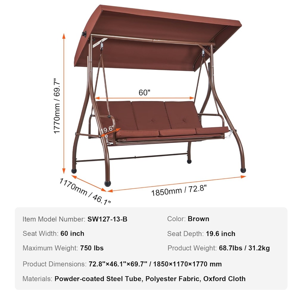 3-Seat Patio Swing Chair, Conv – Outdoor Furniture Sunbrella recenzja i cena