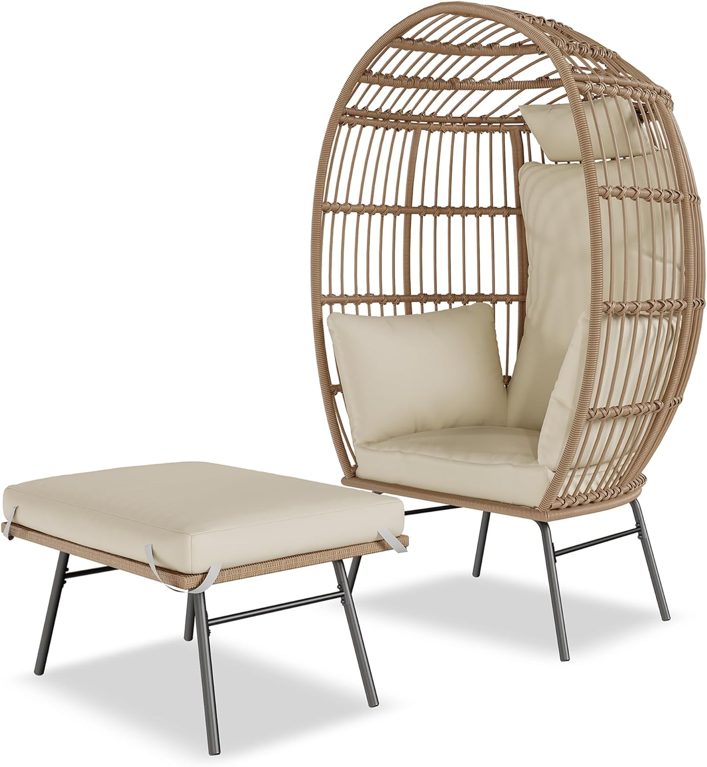 Wicker Egg Chair with Ottoman, – Outdoor Furniture Egg Chair recenzja i cena